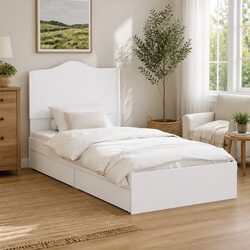 White Storage Bed with Headboard 90 x 190 cm