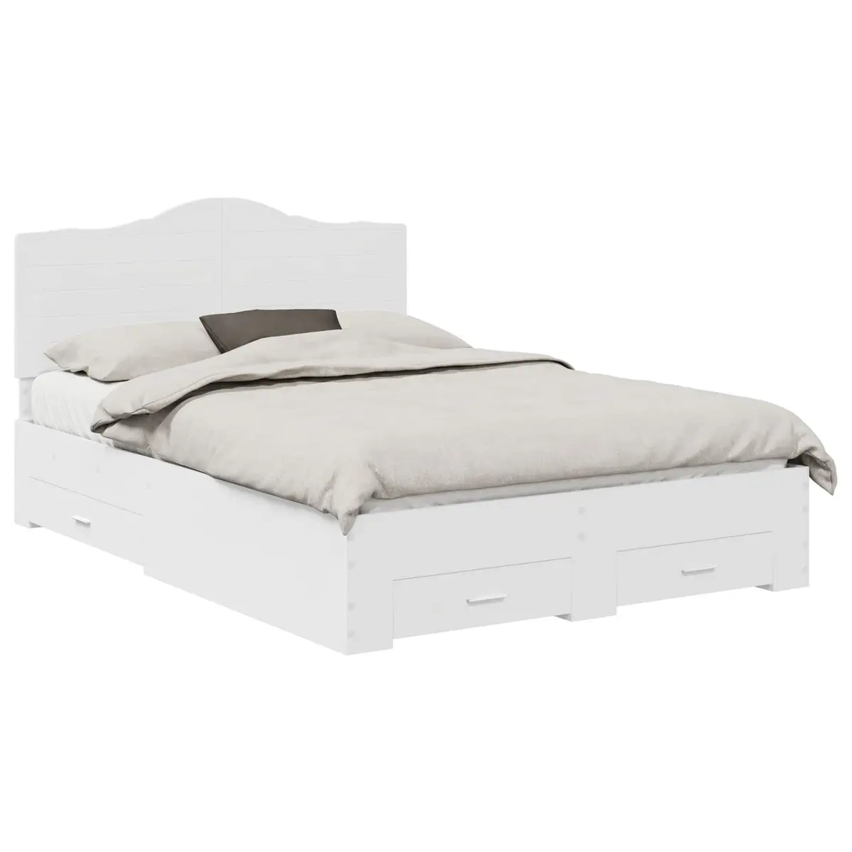 Bed Frame with Headboard White 150 x 200 cm Storage Drawers Modern Design
