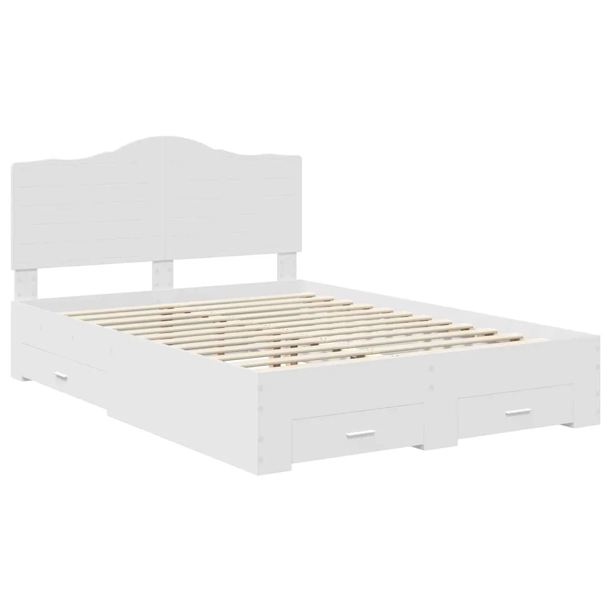 Bed Frame with Headboard White 150 x 200 cm Storage Drawers Modern Design