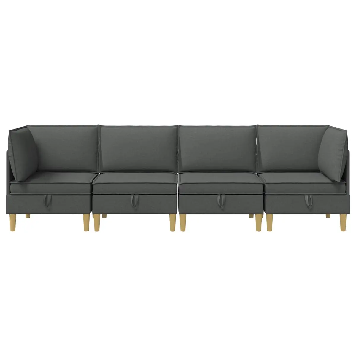 Modular Sofa Set 4 pcs Grey Fabric Storage Living Room Couch Contemporary Design