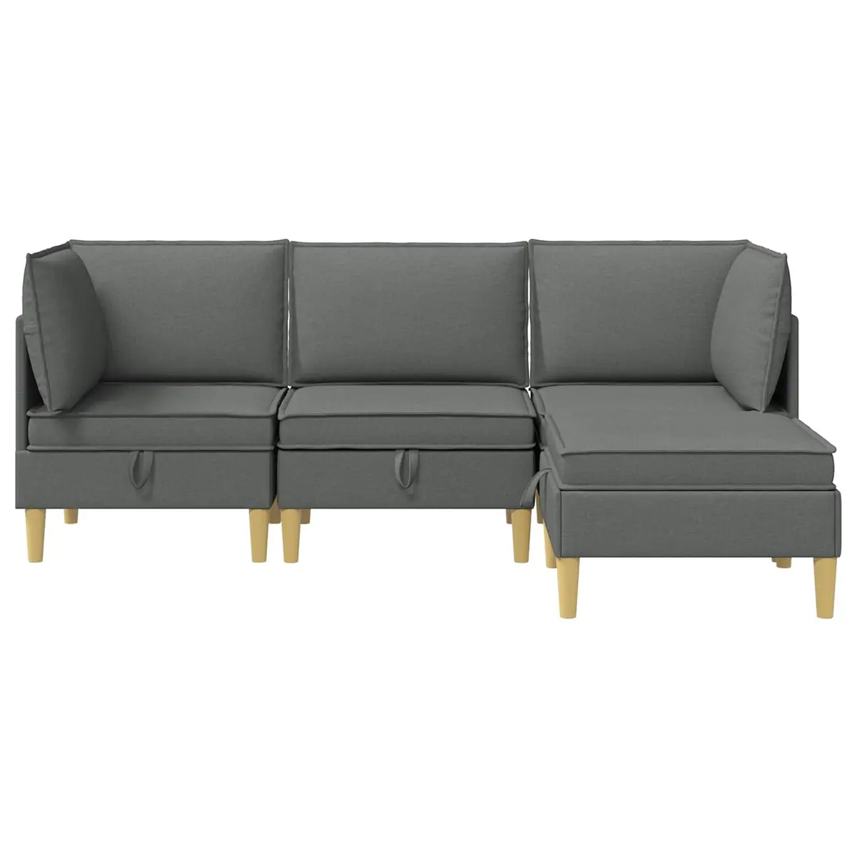 Modular Sofa Set Grey Fabric 4 Piece Living Room Sectional with Storage