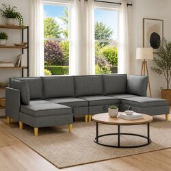 Comfortable 6-Piece Modular Sofa Set with Storage