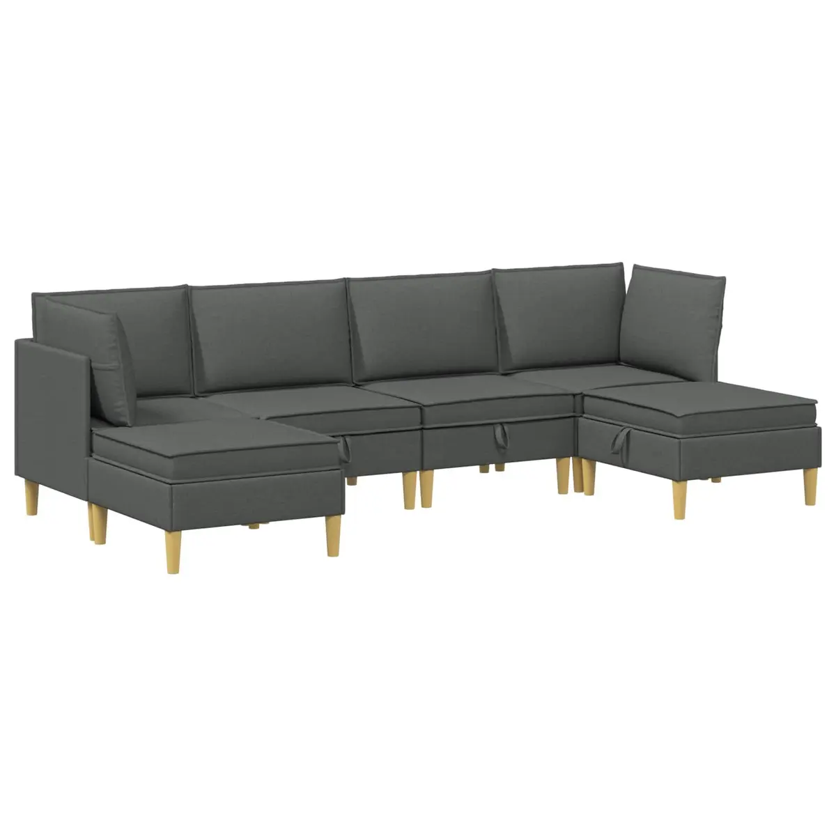 Modular Sofa Set Grey Fabric 6 Pieces Living Room Furniture