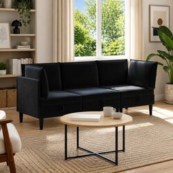 3-Piece Black Velvet Sofa Set for Modern Living Rooms