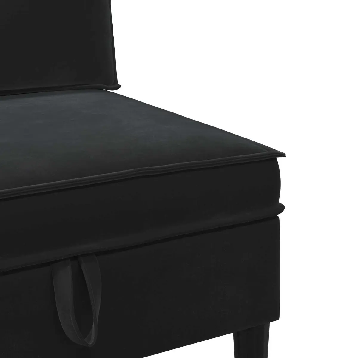 Living Room Furniture Set Modern Black Velvet 3 Piece Cushioned Seating Plywood