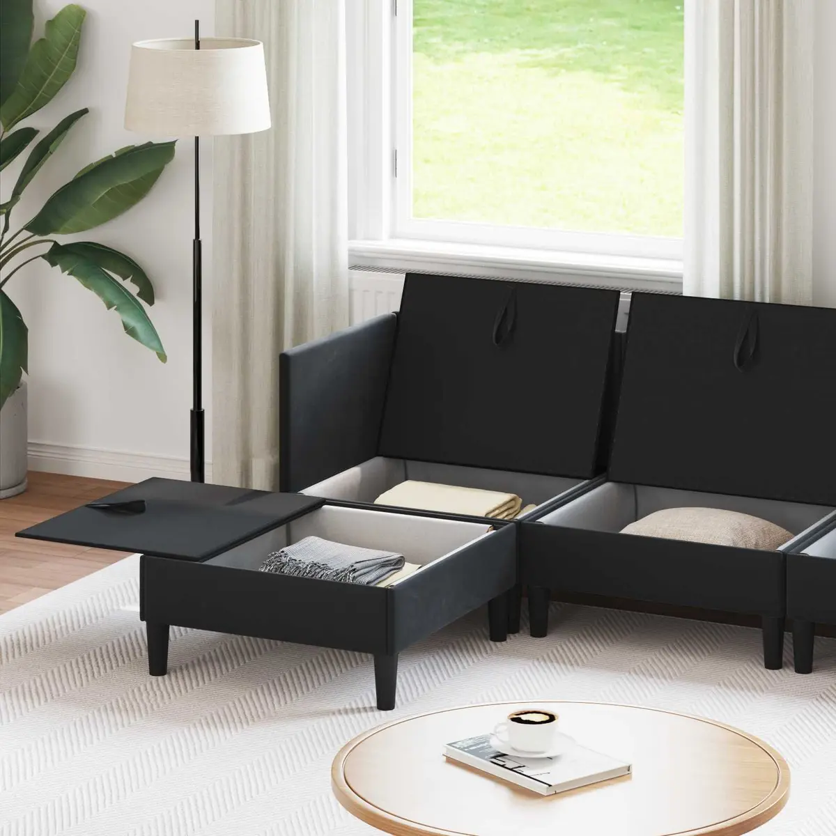 Living Room Furniture Set Modern 5 Piece Velvet Sofa with Storage