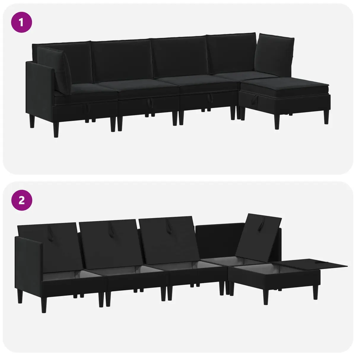 Living Room Furniture Set Modern 5 Piece Velvet Sofa with Storage