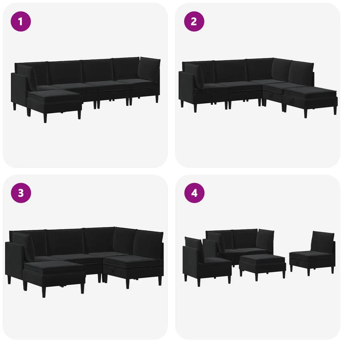 Living Room Furniture Set Modern 5 Piece Velvet Sofa with Storage