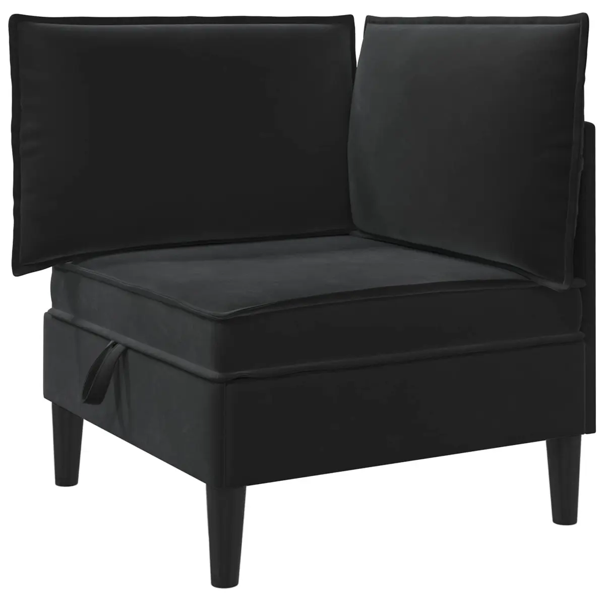 Living Room Furniture Set Modern 6 Piece Black Velvet Cushioned Storage