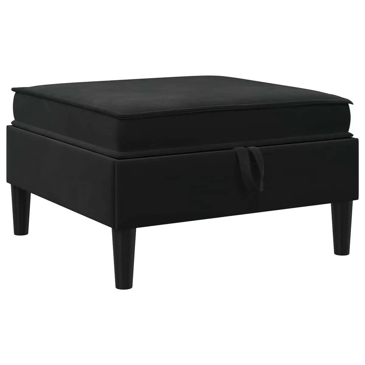 Living Room Furniture Set Modern 6 Piece Black Velvet Cushioned Storage