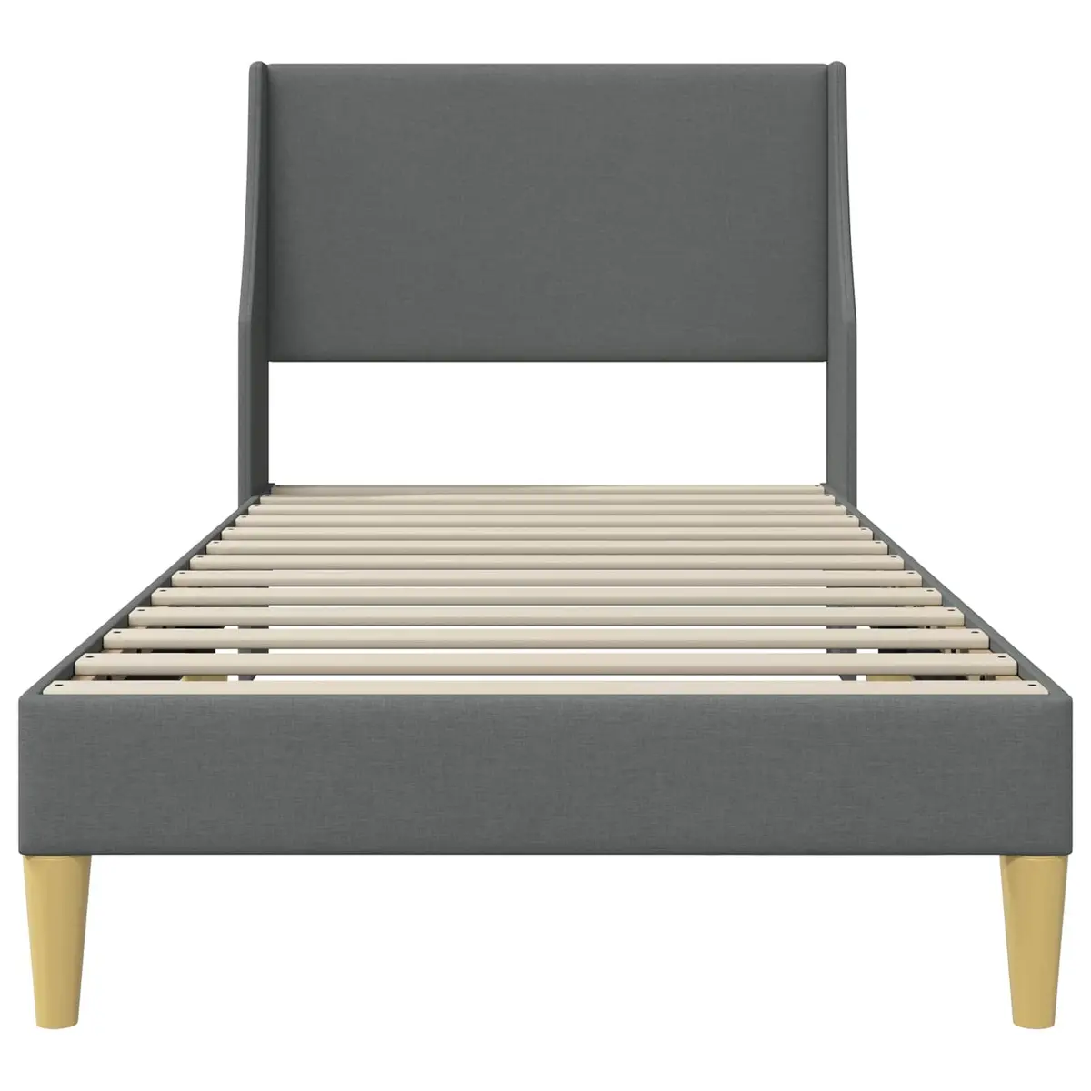 Dark Grey Fabric Headboard Bed Frame 90 x 190 cm