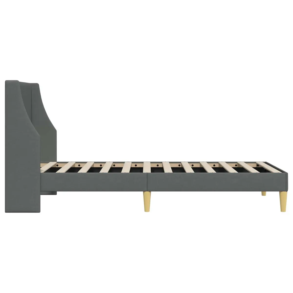 Dark Grey Fabric Headboard Bed Frame 90 x 190 cm