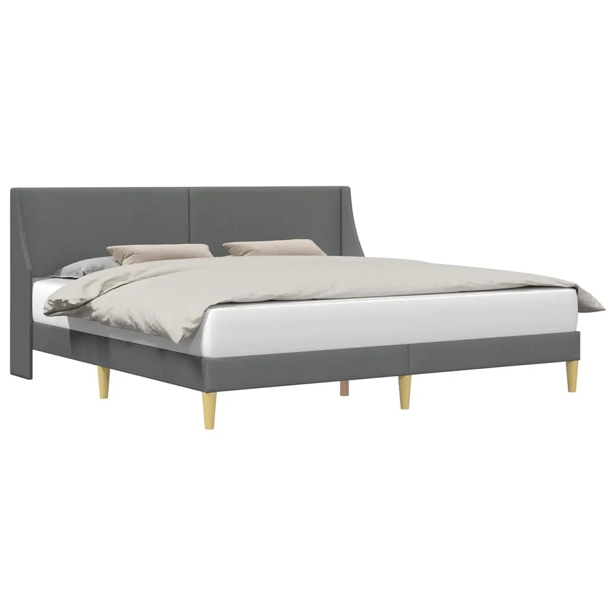 Dark Grey Bed Frame with Fabric Headboard 180 x 200 cm