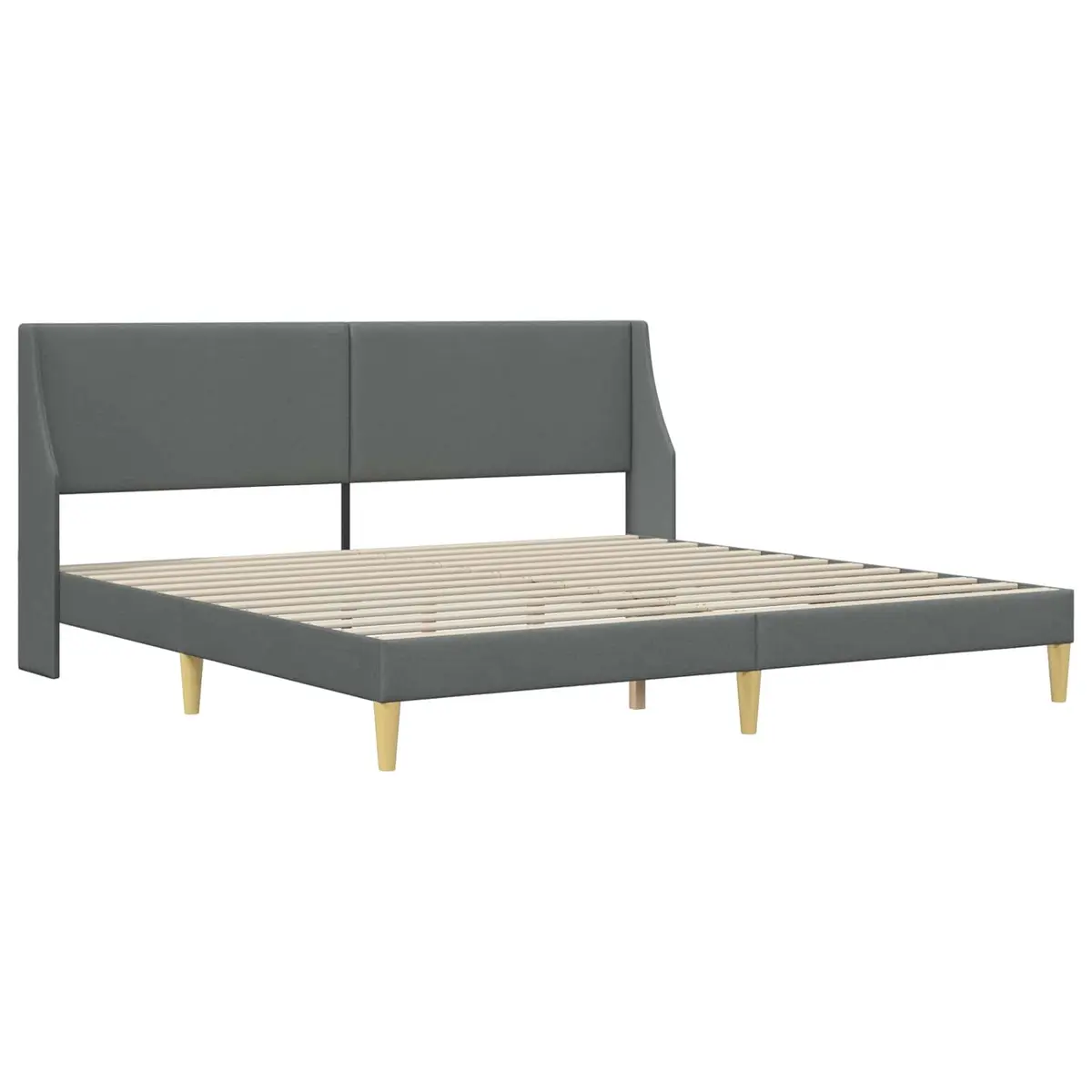 Dark Grey Bed Frame with Fabric Headboard 180 x 200 cm