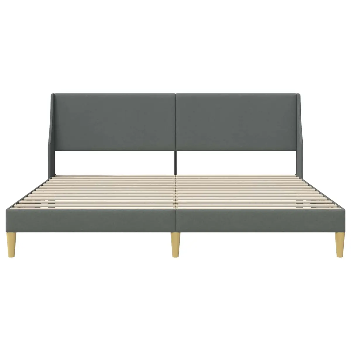 Dark Grey Bed Frame with Fabric Headboard 180 x 200 cm