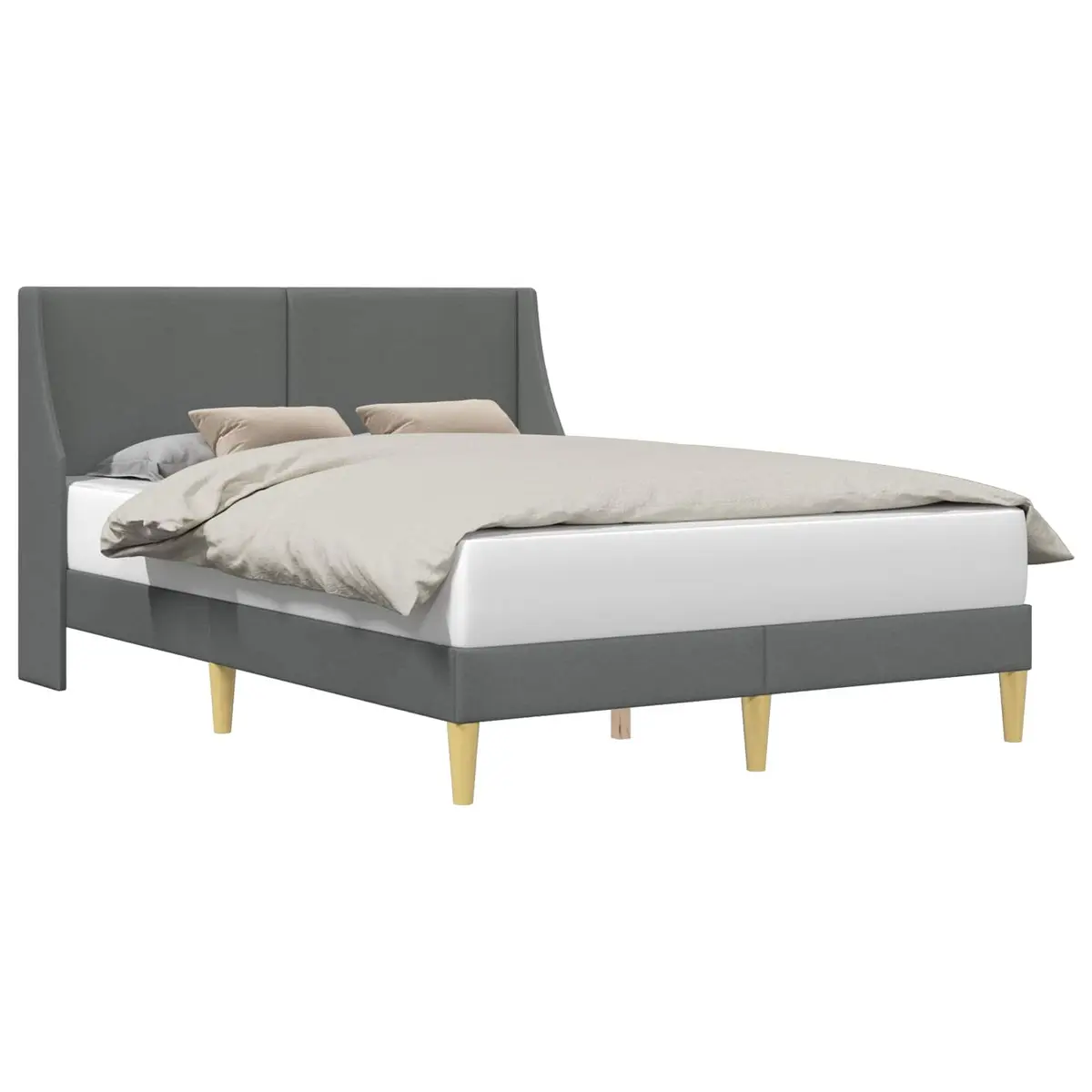 Dark Grey Bed Frame with Fabric Headboard