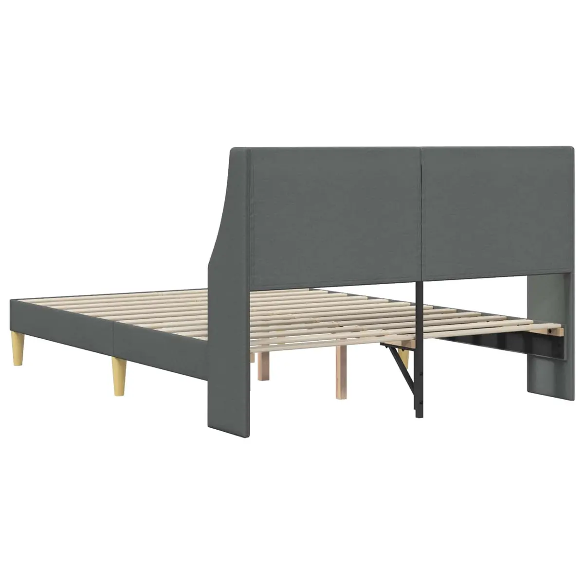 Dark Grey Bed Frame with Fabric Headboard