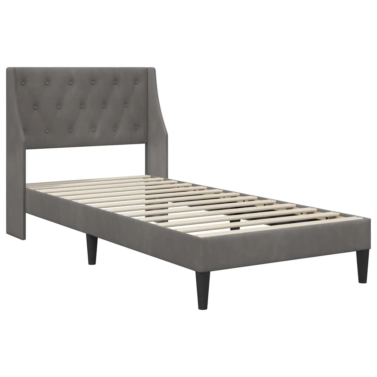 Dark Grey Velvet Headboard Bed Frame 90 x 190 cm