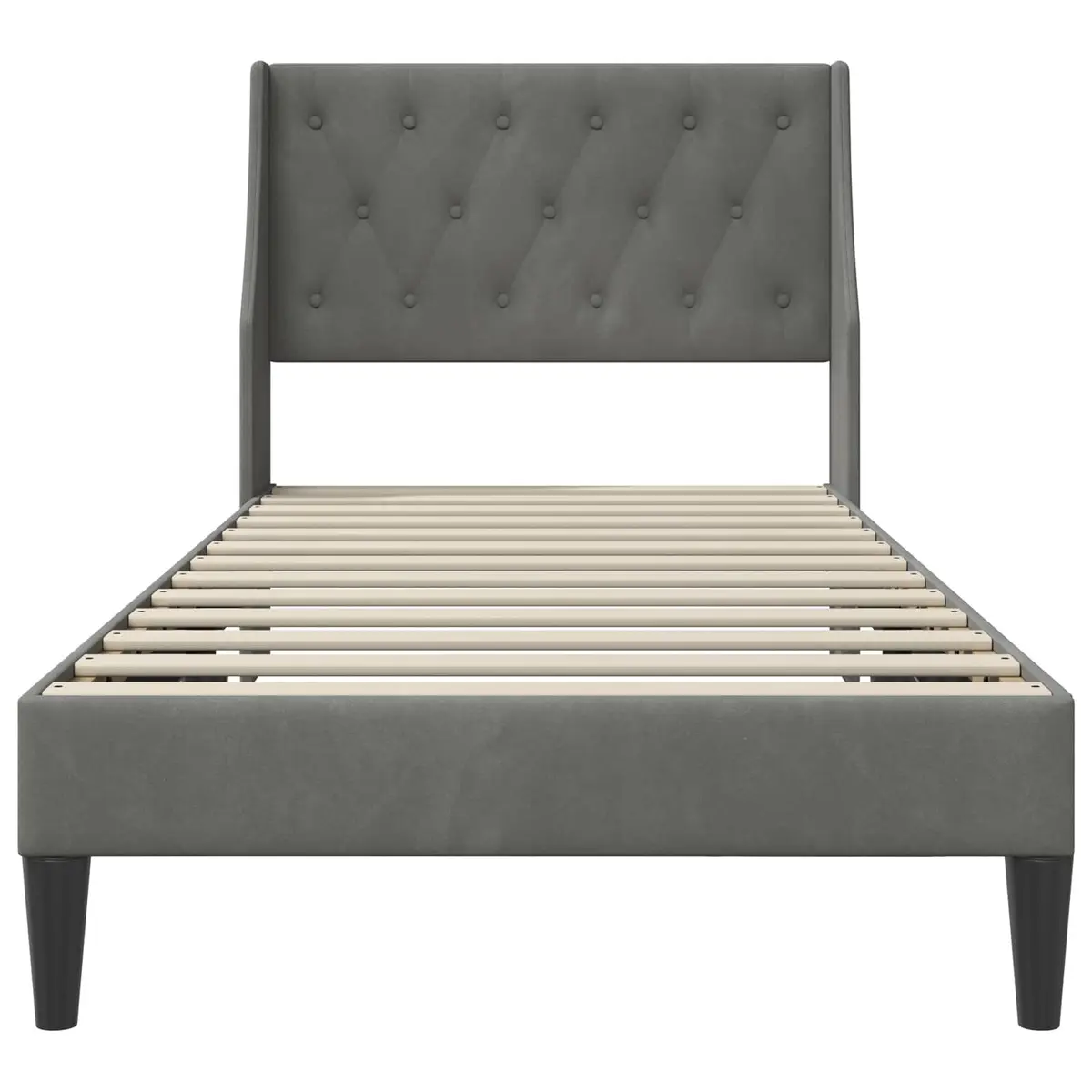 Dark Grey Velvet Headboard Bed Frame 90 x 190 cm