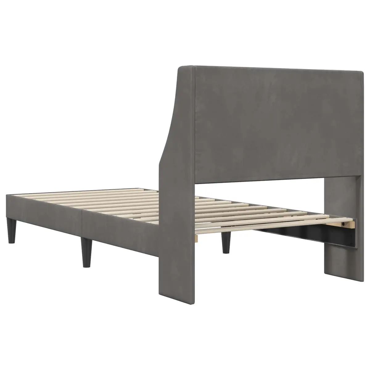 Dark Grey Velvet Headboard Bed Frame 90 x 190 cm