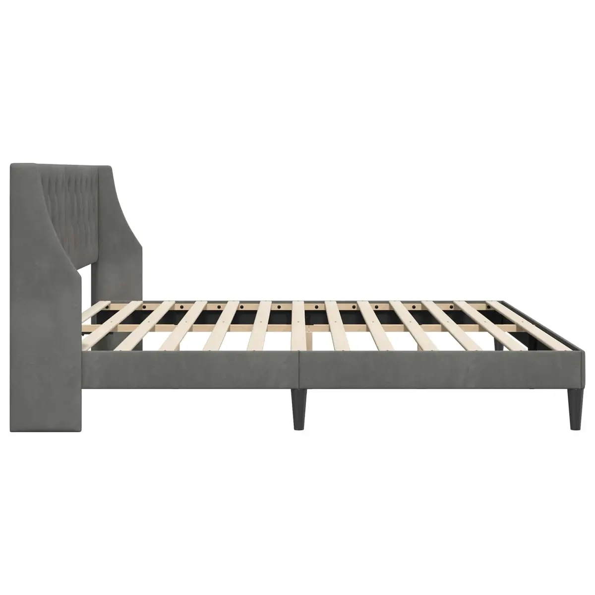 Bed Frame Velvet Headboard Dark Grey 180 x 200 cm Plywood Modern