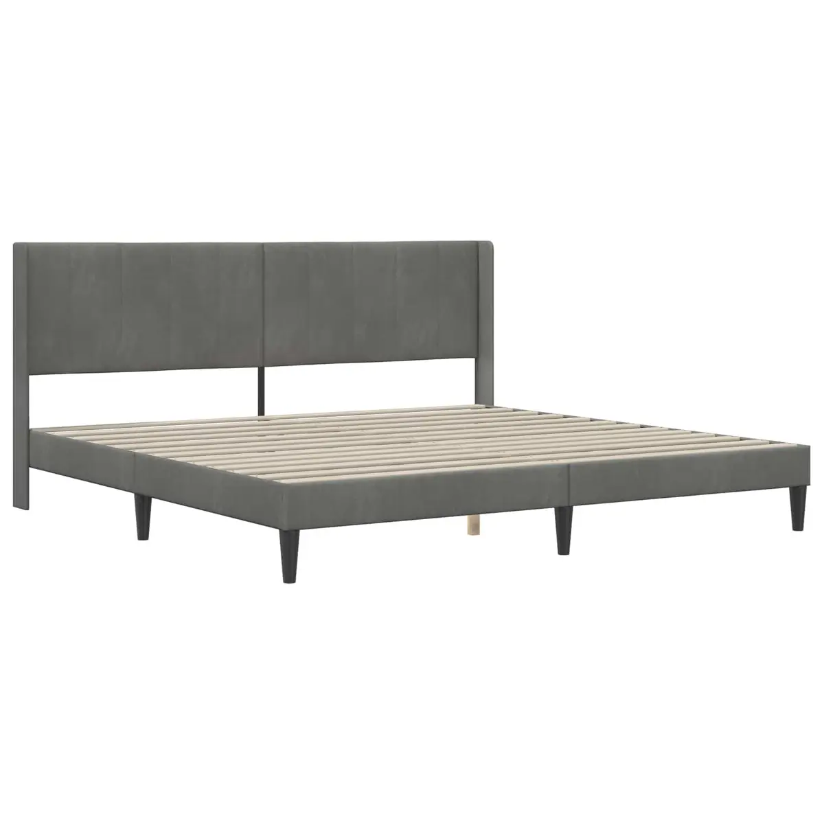 Dark Grey Velvet Headboard Bed Frame 180 x 200 cm