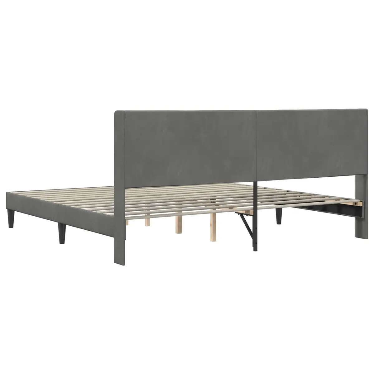 Dark Grey Velvet Headboard Bed Frame 180 x 200 cm