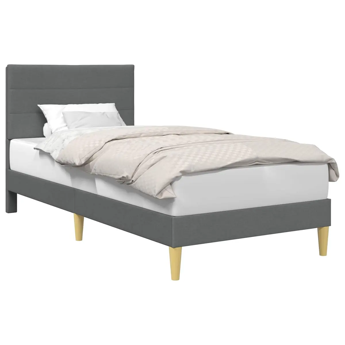 Dark Grey Upholstered Bed Frame 90 x 190 cm