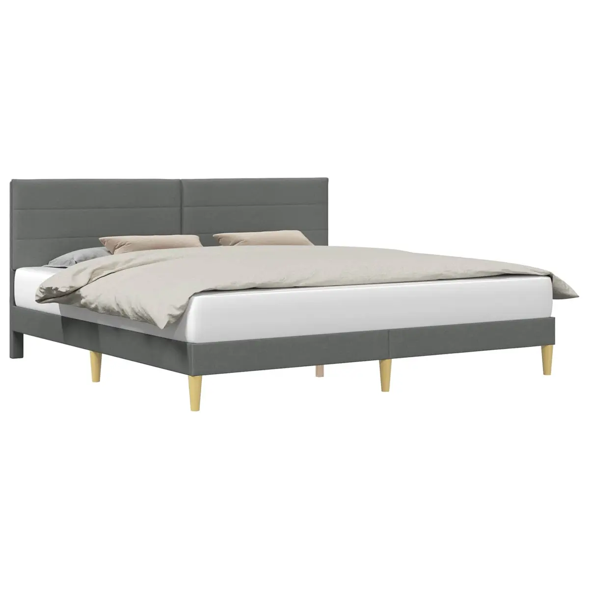 Dark Grey Fabric Headboard Bed Frame 180 x 200 cm