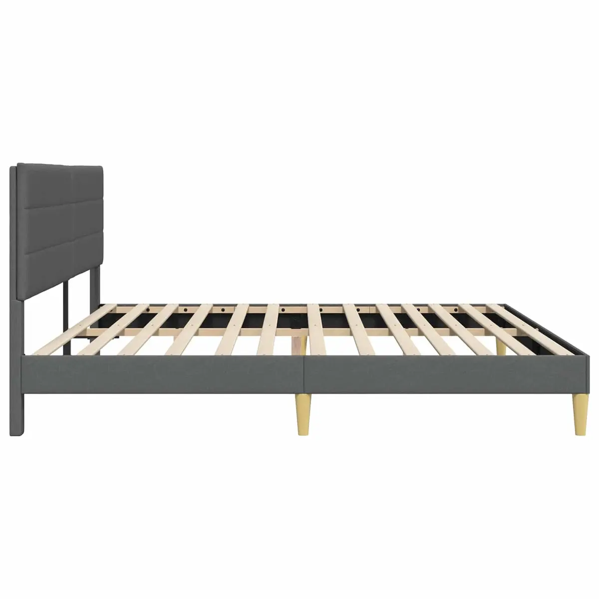 Dark Grey Fabric Headboard Bed Frame 180 x 200 cm