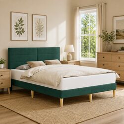 Fabric Upholstered Bed Frame in Dark Grey