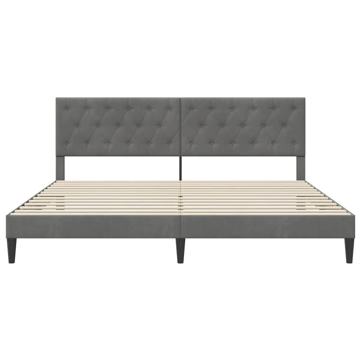 Bed Frame Velvet Headboard Dark Grey 180 x 200 cm Plywood