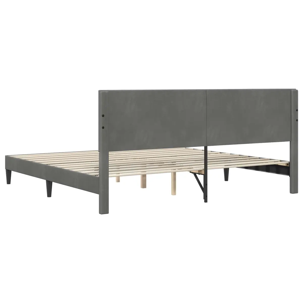 Bed Frame Velvet Headboard Dark Grey 180 x 200 cm Plywood