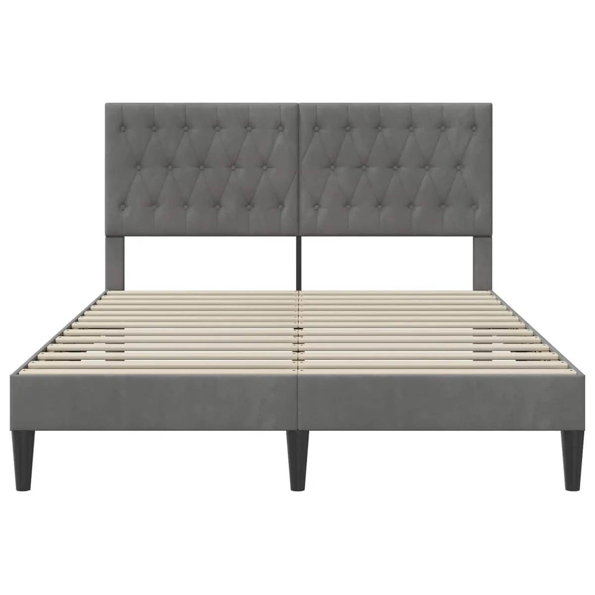 Dark Grey Velvet Bed Frame with Tapered Legs