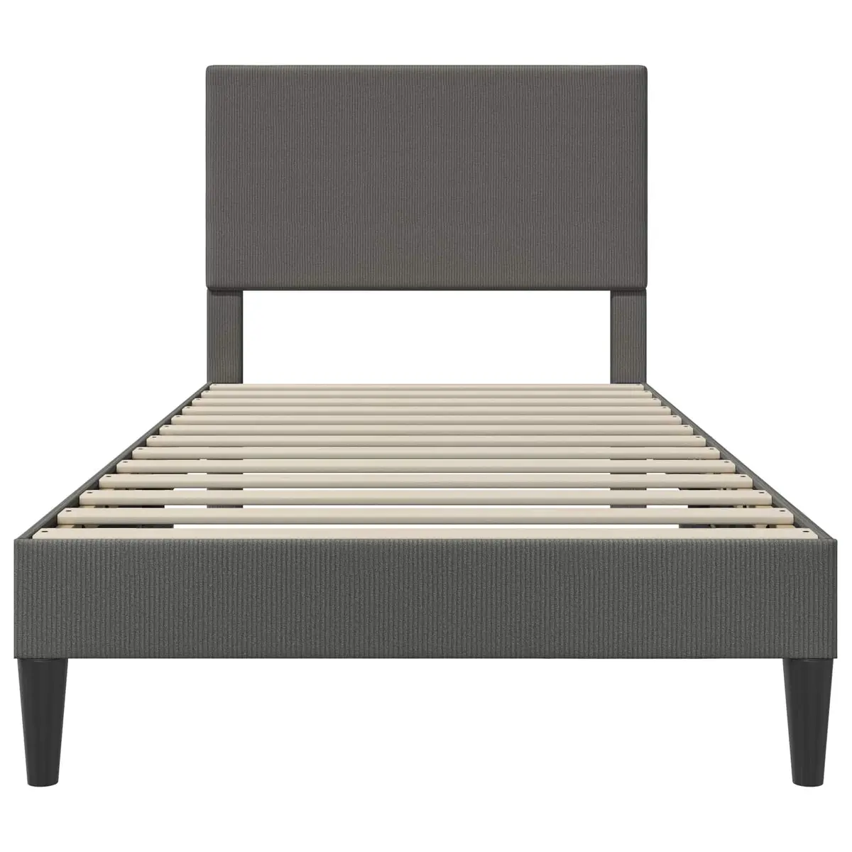Dark Grey Bed Frame with Corduroy Headboard 90 x 190 cm