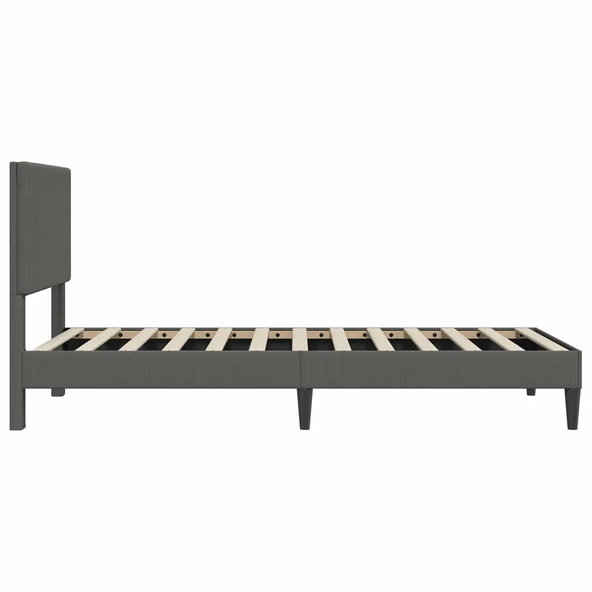 Dark Grey Bed Frame with Corduroy Headboard 90 x 190 cm