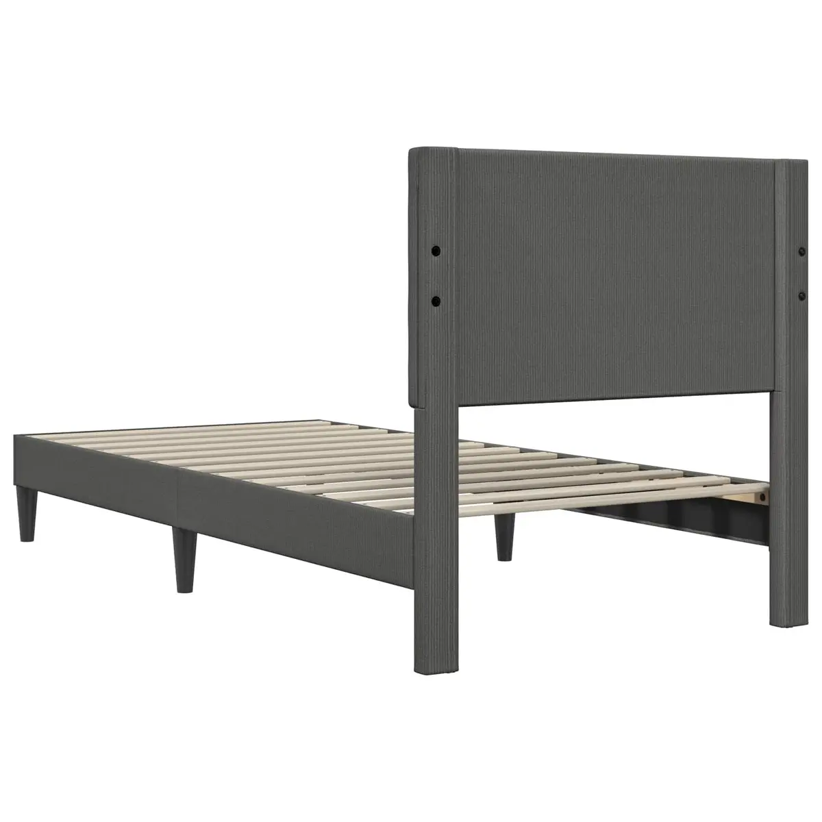 Dark Grey Bed Frame with Corduroy Headboard 90 x 190 cm