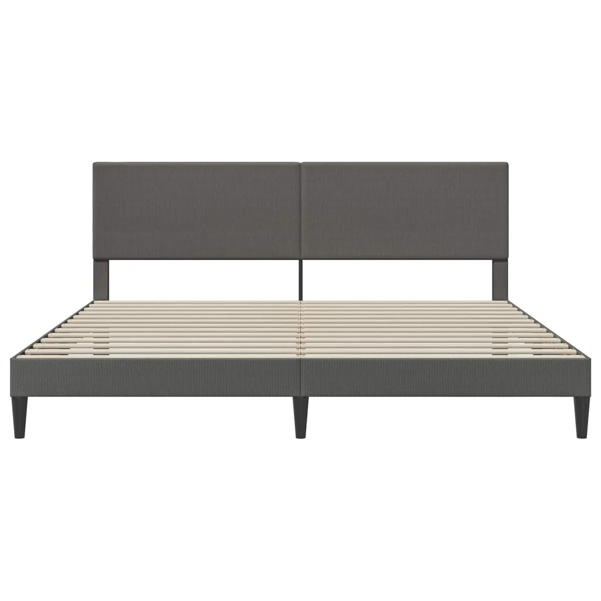 Dark Grey Corduroy Bed Frame with Headboard 180 x 200 cm