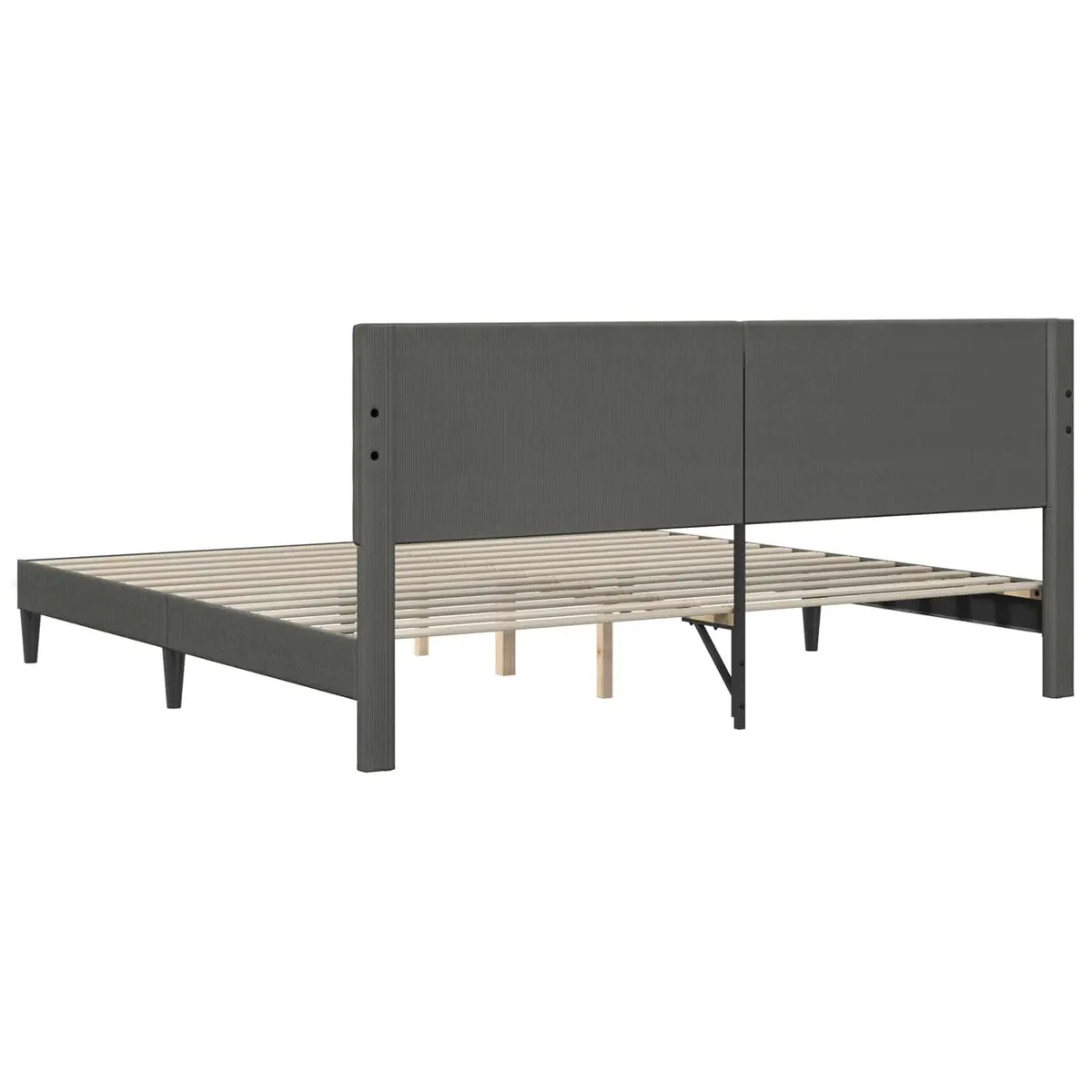 Dark Grey Corduroy Bed Frame with Headboard 180 x 200 cm