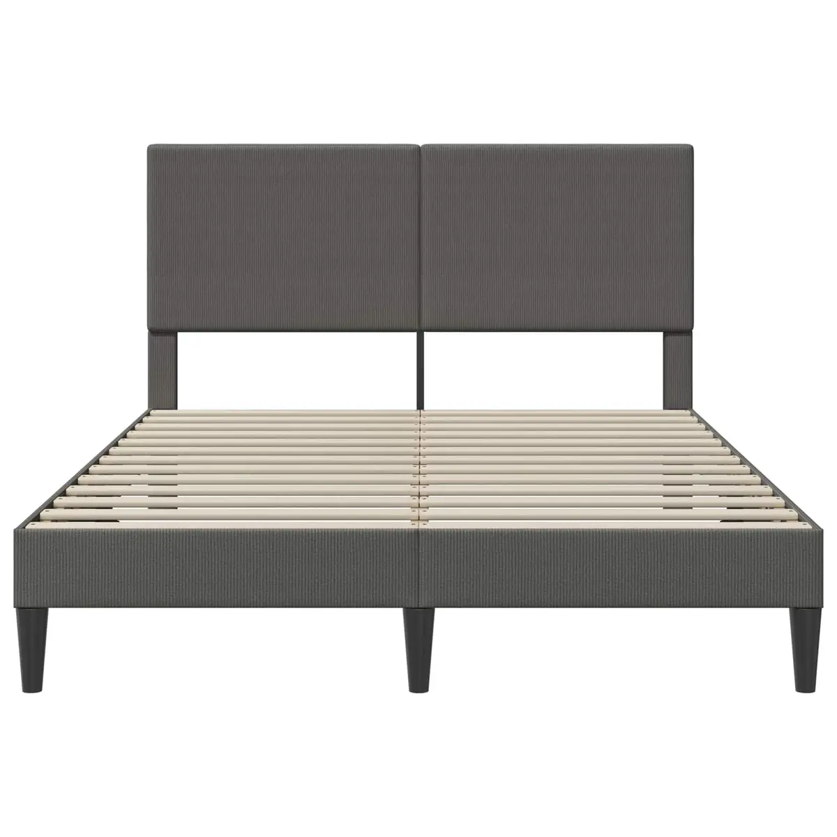 Corduroy Upholstered Bed Frame with Headboard Dark Grey 137x190cm