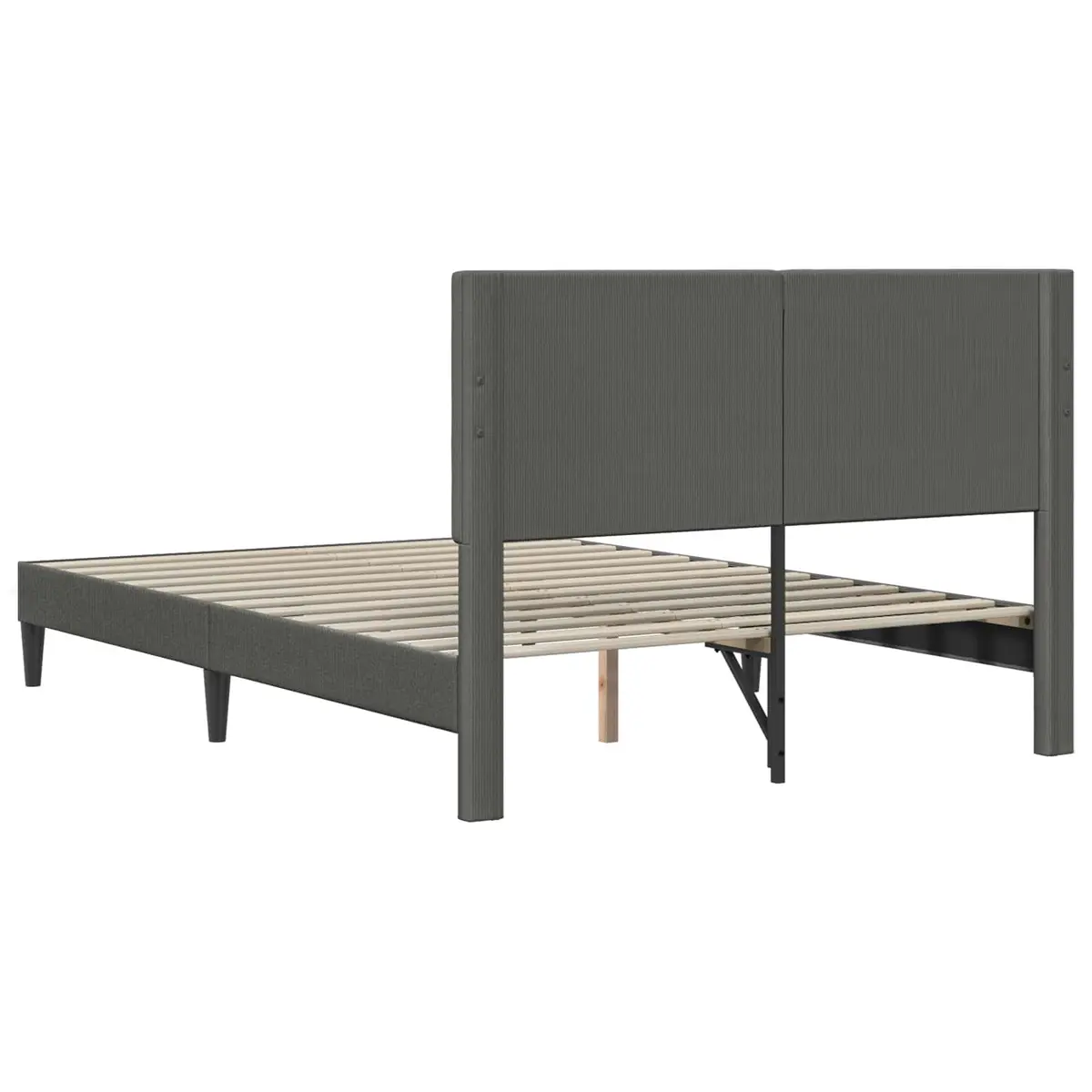Dark Grey Corduroy Upholstered Bed Frame with Headboard