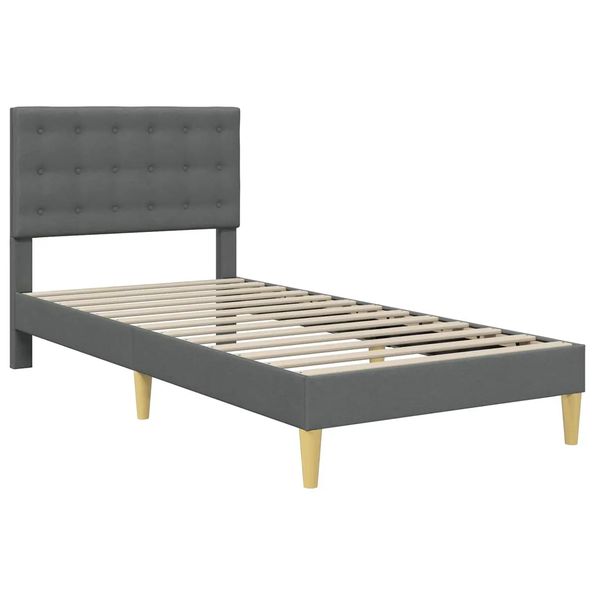 Dark Grey Fabric Headboard Bed Frame 90 x 190 cm