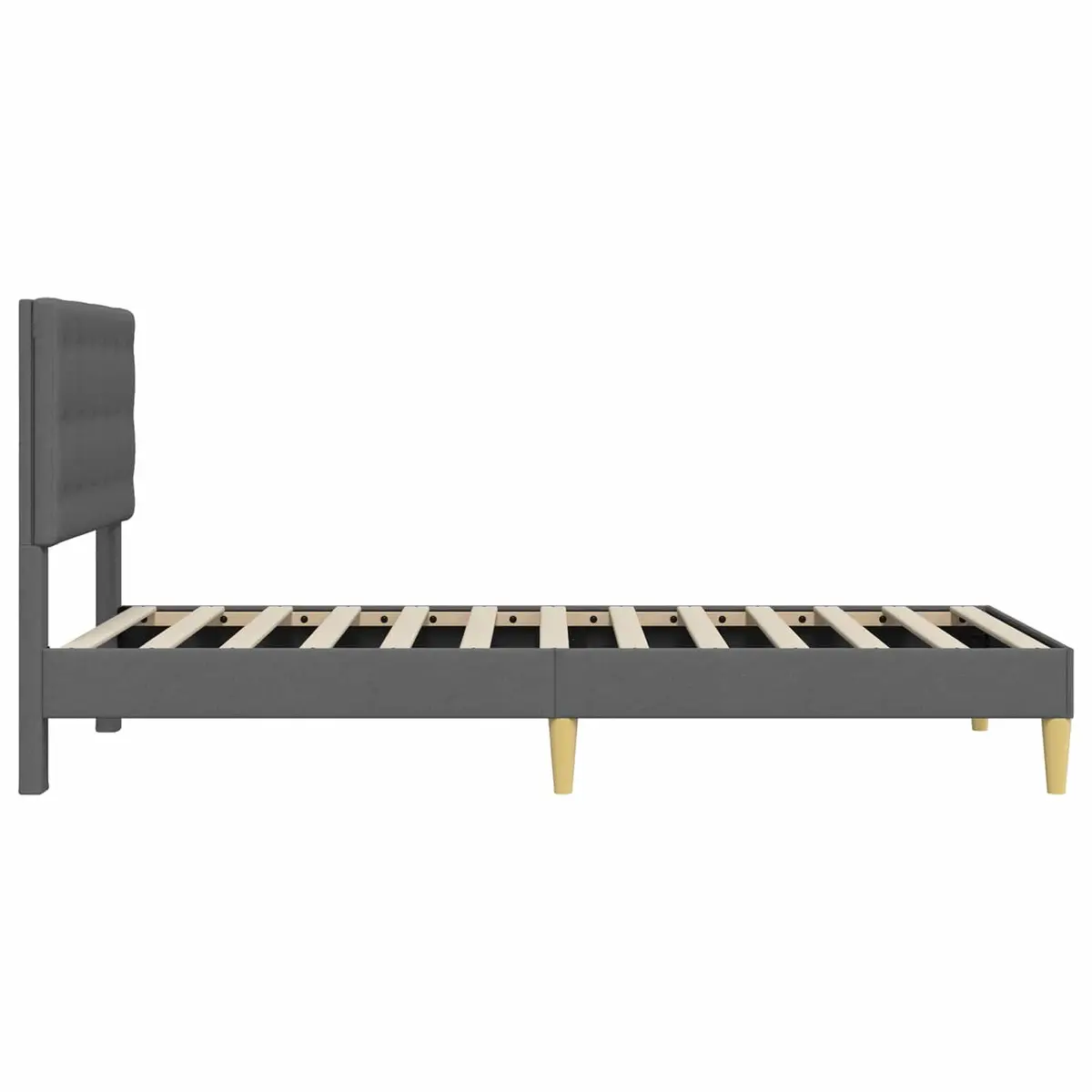 Dark Grey Fabric Headboard Bed Frame 90 x 190 cm