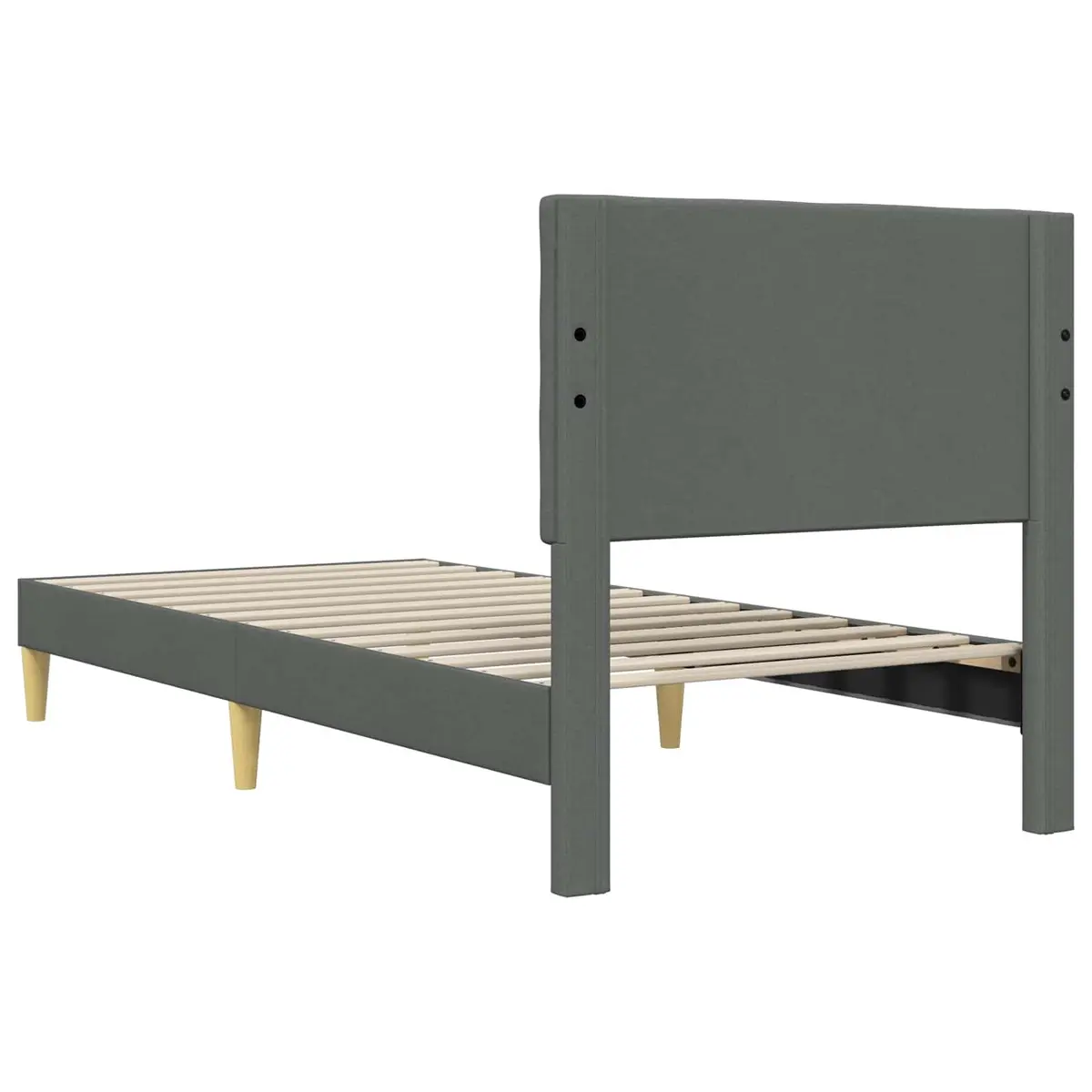Dark Grey Fabric Headboard Bed Frame 90 x 190 cm