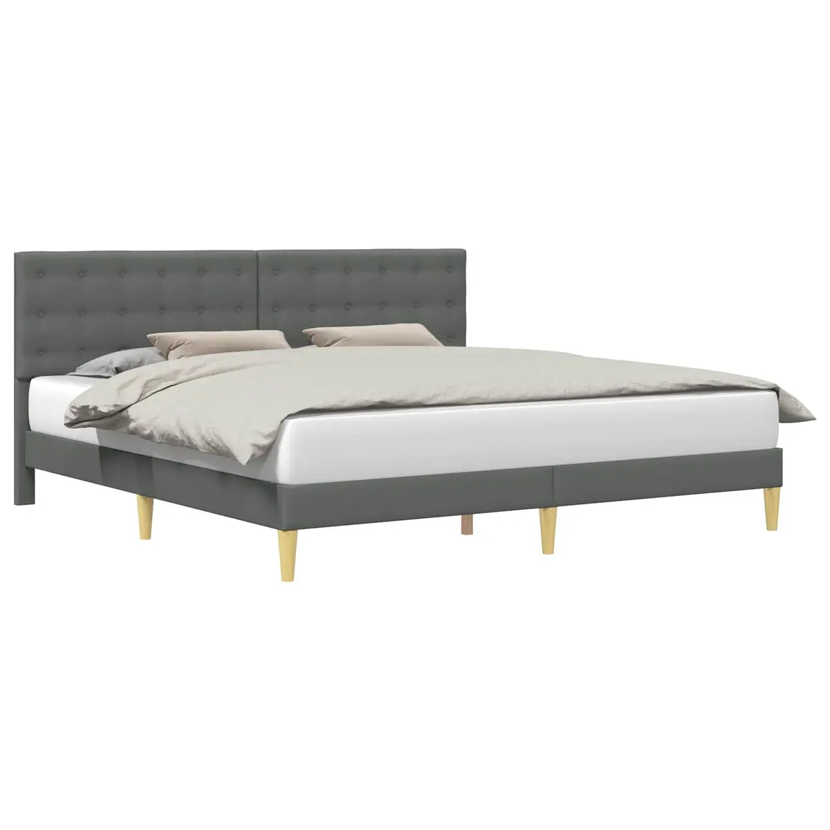 Dark Grey Fabric Headboard Bed Frame 180 x 200 cm