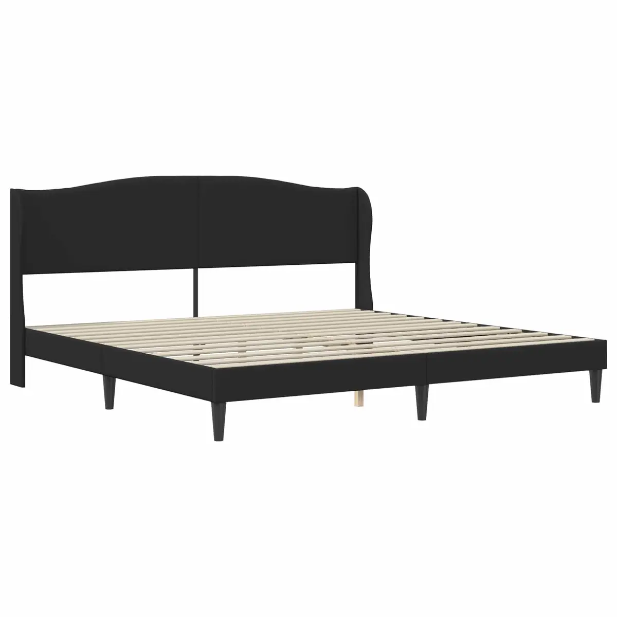 Black Faux Leather Bed Frame with Headboard 180 x 200 cm