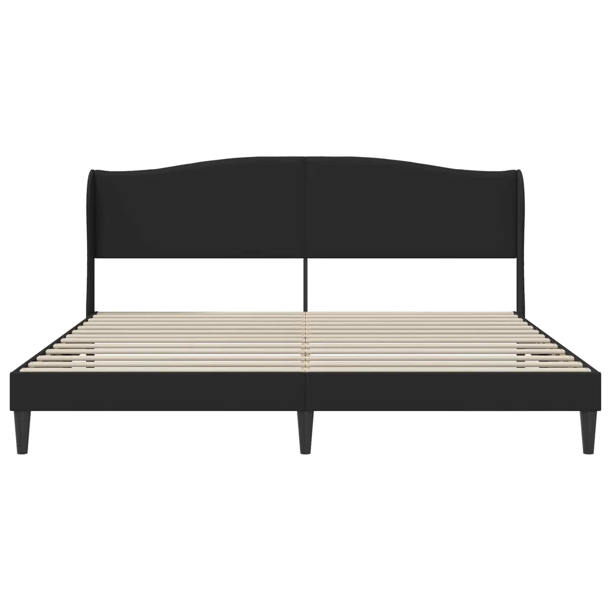 Black Faux Leather Bed Frame with Headboard 180 x 200 cm