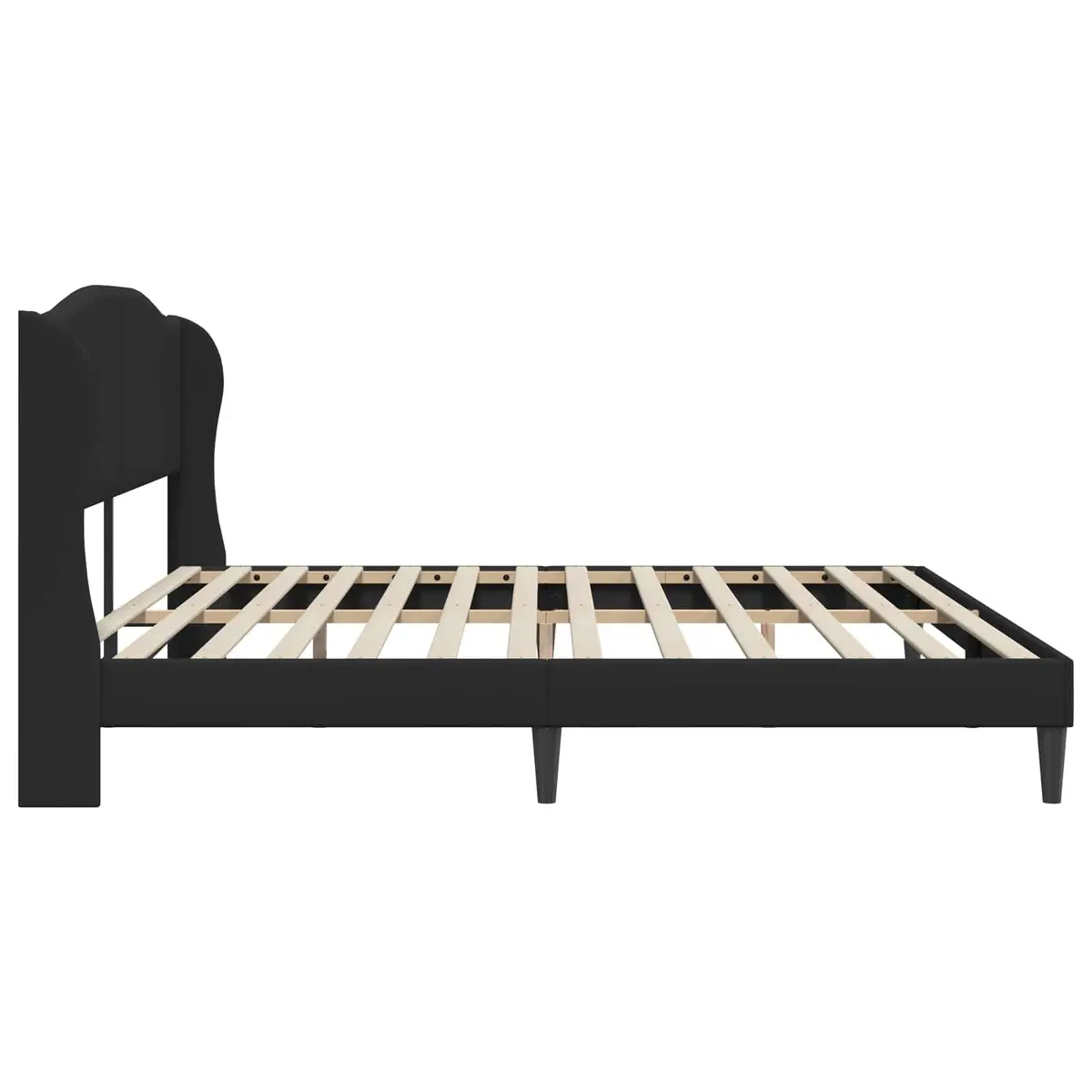 Black Faux Leather Bed Frame with Headboard 180 x 200 cm
