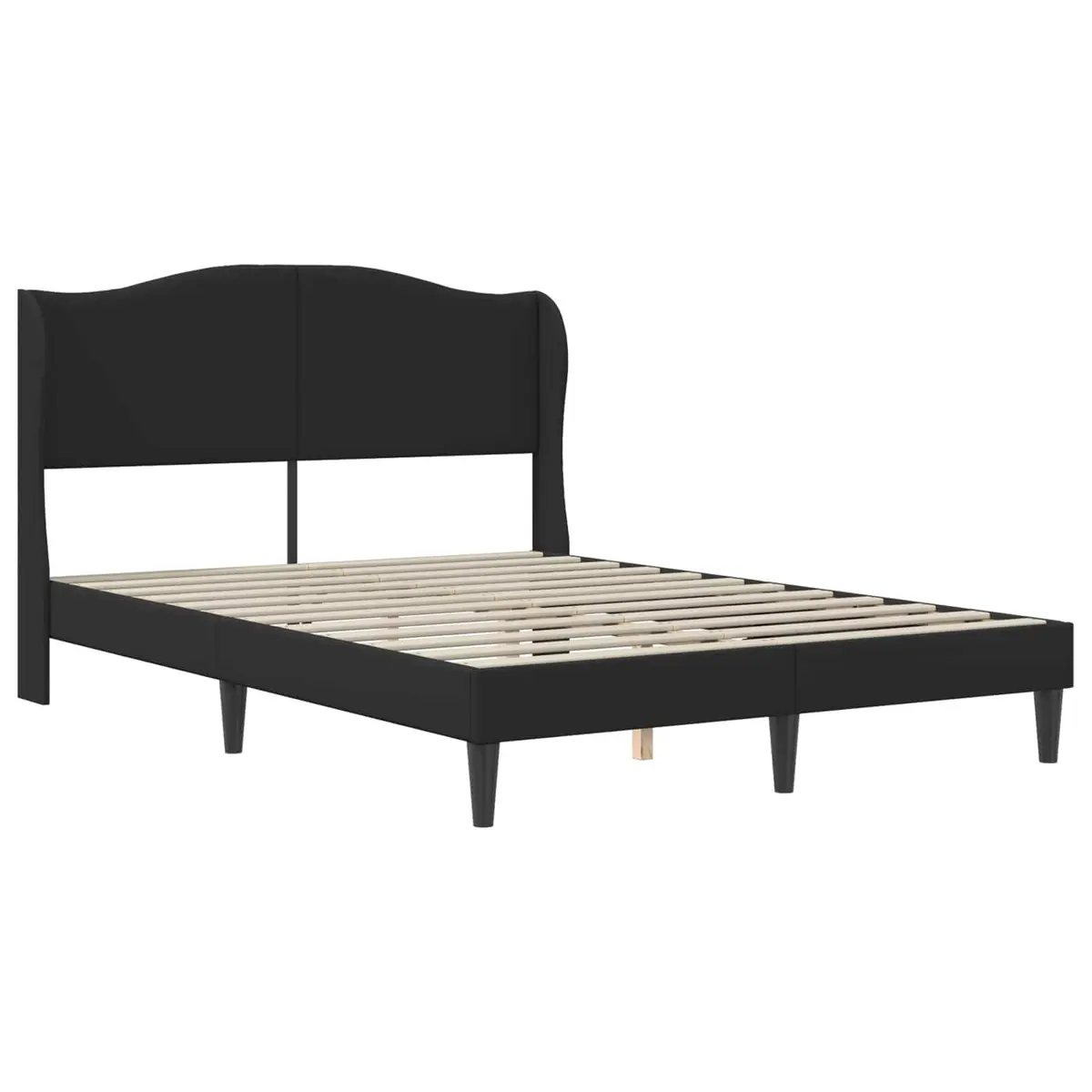 Black Bed Frame with Headboard 137x190cm Faux Leather