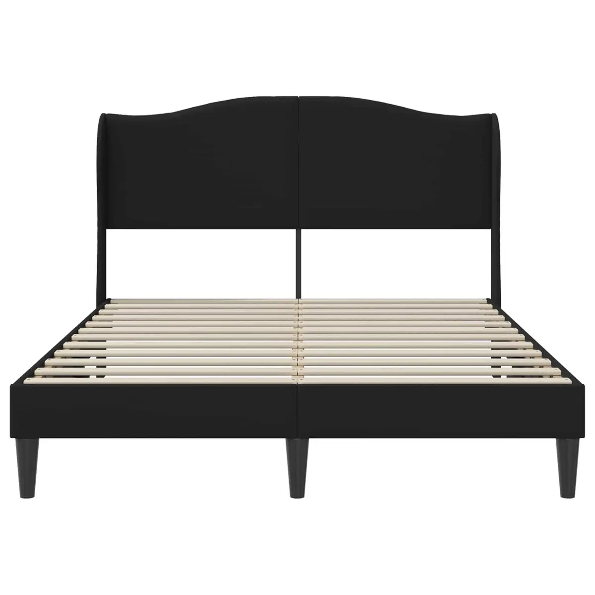 Queen Size Black Bed Frame with Faux Leather Headboard